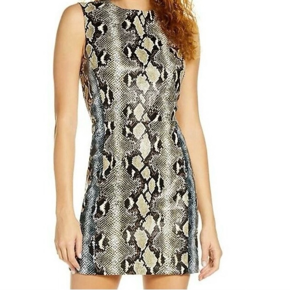 French Connection Faux Leather Snakeskin Dress